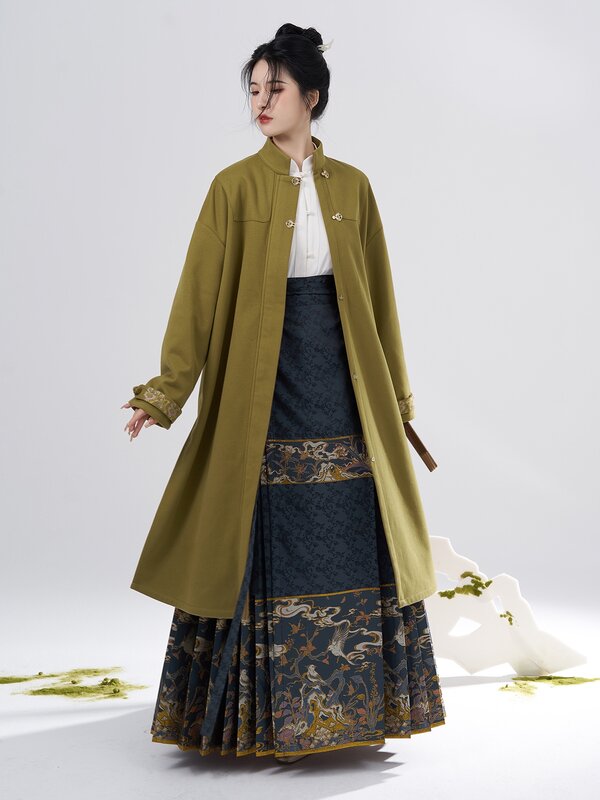 Ming Han Clothing Imitation Makeup Flower Woven Gold Horse-Face Skirt Women's Matching Improved Han Elements Coat