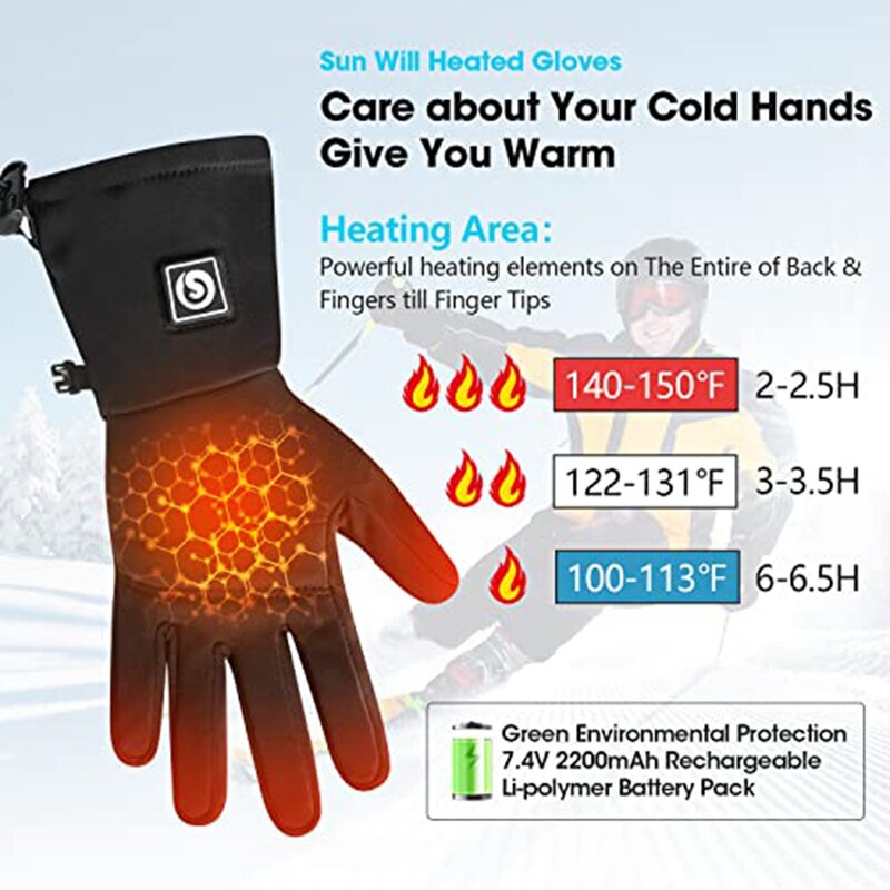 Fodere per guanti riscaldate per uomo donna, riscaldamento a batteria elettrica ricaricabile equitazione sci snowboard escursionismo ciclismo caccia