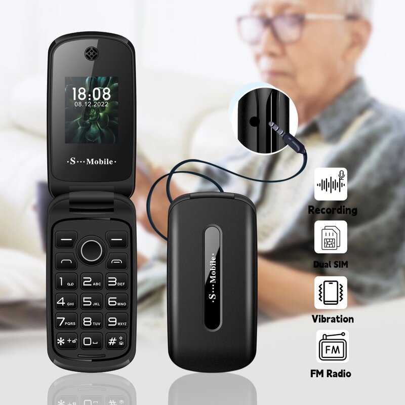 Ponsel plastik Flip Mini, Tombol silikon besar kamera panggilan kecepatan Radio FM Whatsapp Game penutup Harga Rendah ponsel dua SIM