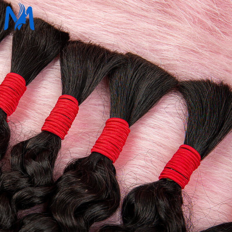 Water Wave Indian Hair 100% Real Remy Hair Bulks Unprocessed No Weft Curly Human Hair Extensions Weaving Hair for Women Braiding