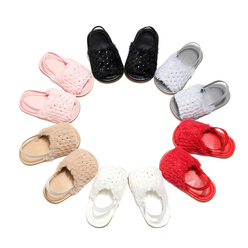 Sandálias de pelúcia para bebês, Princess Flats, sapatos de caminhada para criança, recém-nascido, infantil, verão, ponto dourado