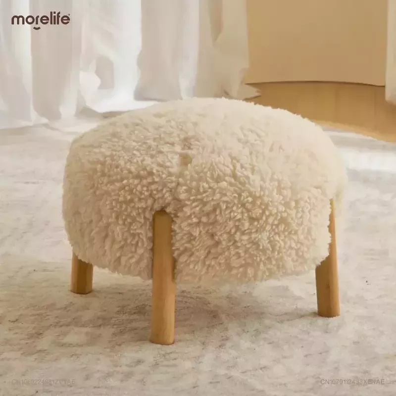家庭用および居間用家具用の無垢材のカシミアスツール,キノコの形をしたフットスツール,創造的な円形のソファベンチ