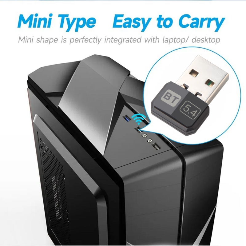 PC 스피커용 USB 블루투스 5.4 5.1 동글 어댑터, 무선 마우스 키보드 음악 오디오 리시버 송신기 드라이브 무료