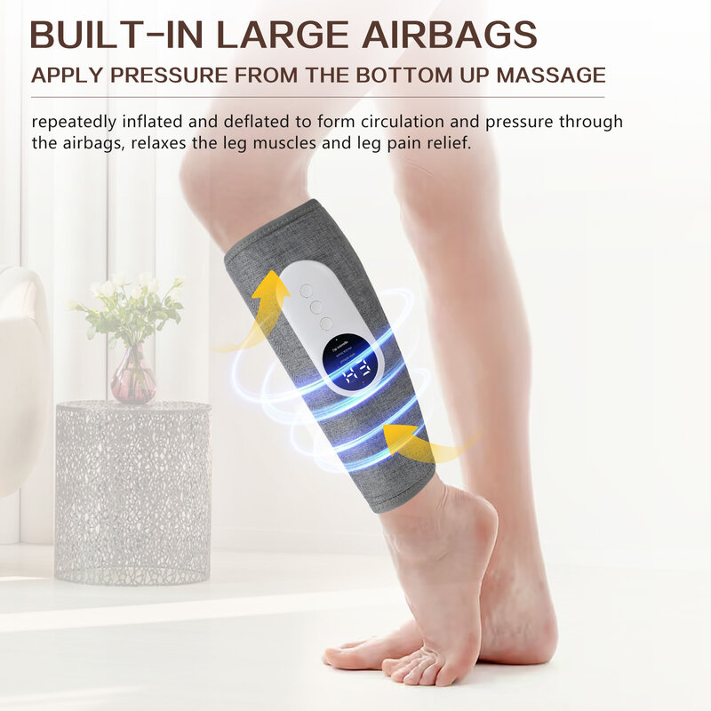 Массажер для ног портативный для мужчин и женщин, компрессионный Массажер для икр с нагревом и сжатием воздуха