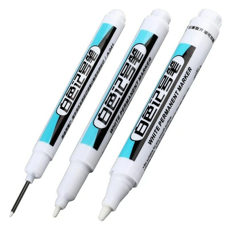 Impermeável oleosa Gel Canetas, White Marker Pen, DIY Graffiti Sketching Markers, artigos de papelaria Escrita Material Escolar, 0.7 1.0 2.5mm, 3 Pcs, 1Pc