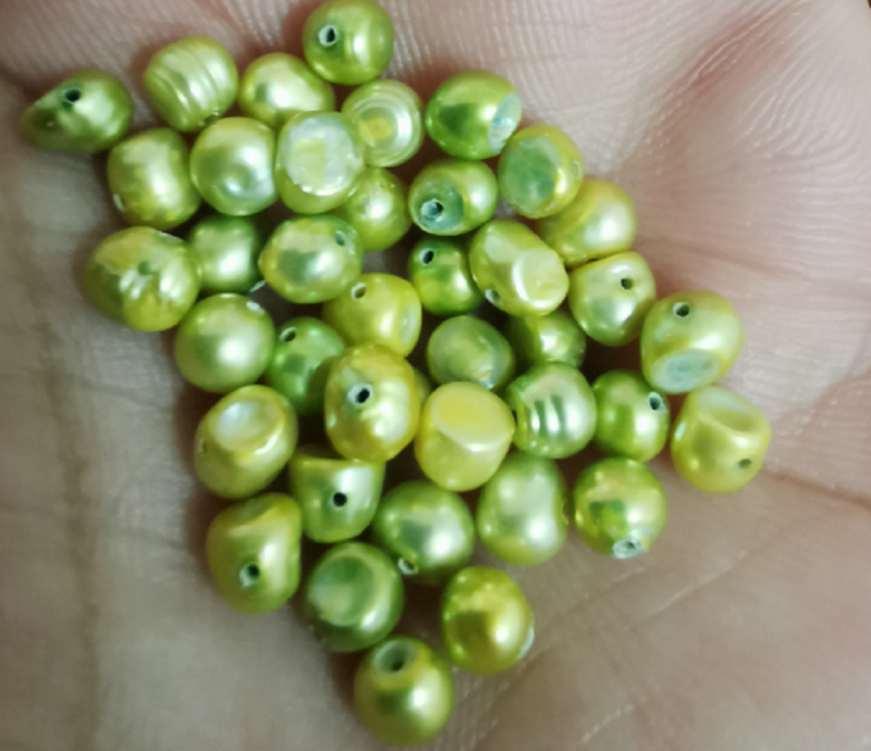 Atacado 20 pçs em torno de 4-5mm mar natural genuíno verde oliva solta pérola contas jóias diy colar pulseira completo perfurado