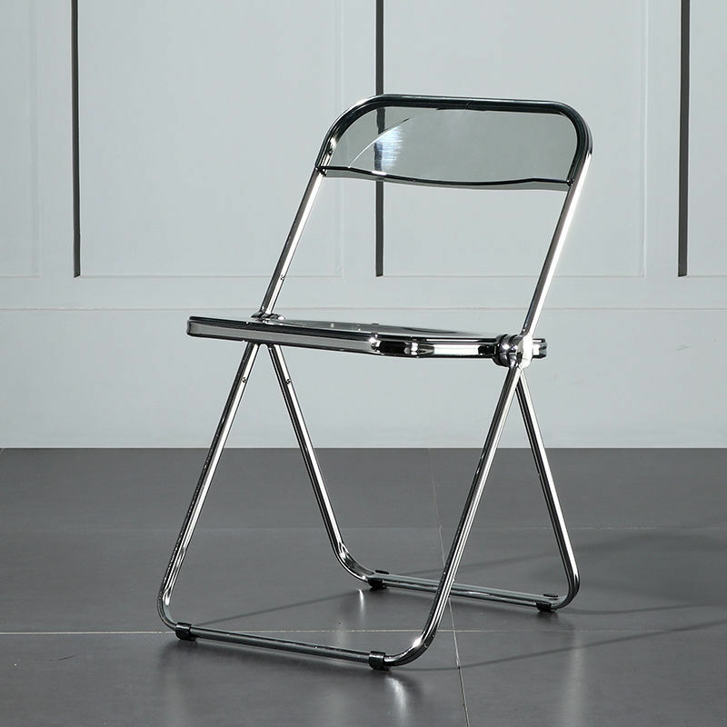 silla Folding Dining Chair Household Minimalist Modern Clothing Store Stool Backrest Acrylic Transparent Photo Chair 2022