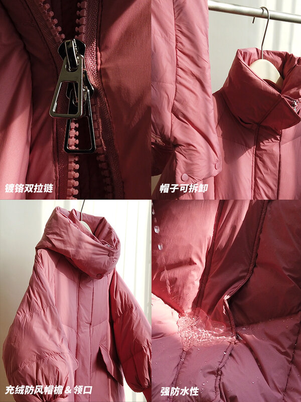 Jaqueta rosa longa para mulheres, olhar, inverno