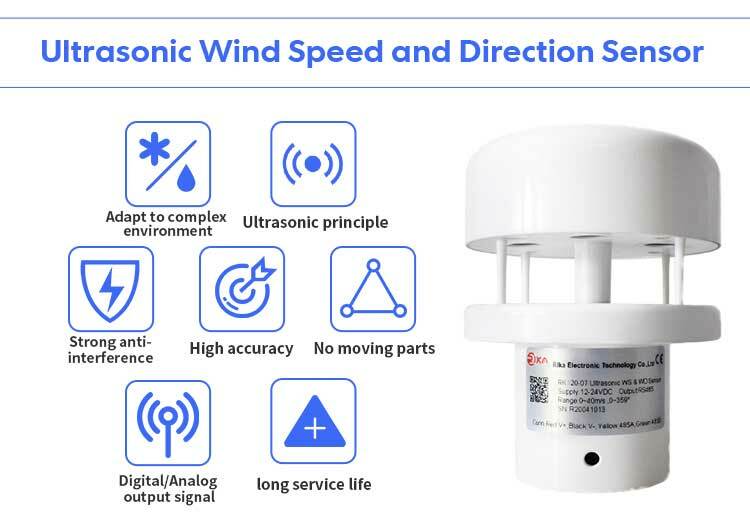 Transductor ultrasónico de velocidad del viento y Sensor de dirección, transductor de precio bajo OEM, 0-60 m/s, venta en RK120-07, gran oferta en Europa