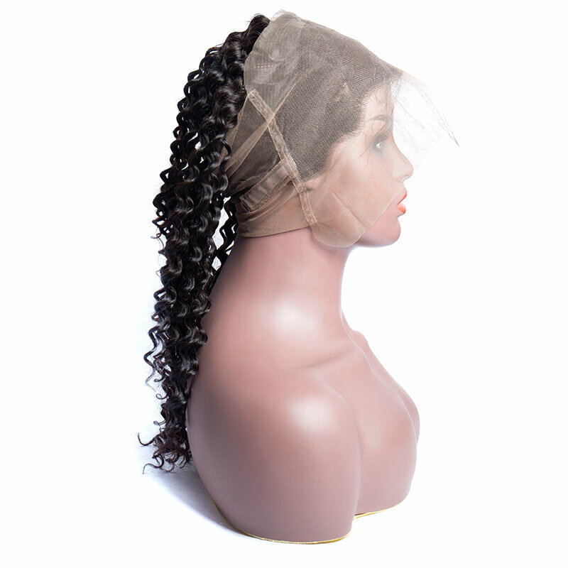 Newmi-Perruque de cheveux humains à vague profonde, dentelle transparente, fermeture à lacet 360, délié naturel pré-plumé, seulement 360