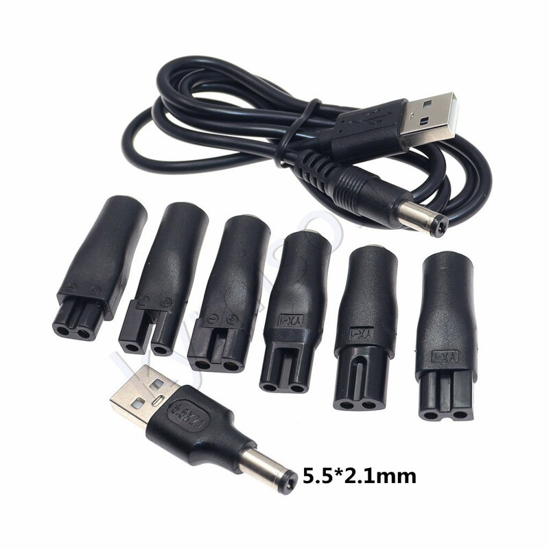 8 sztuk kabel zasilający 5V wymienna ładowarka USB Adapter nadaje się do wszystkich rodzajów elektryczna maszynka do włosów