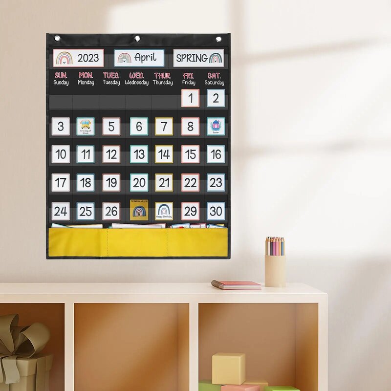 Pocket Chart Calendar with Cards, Classroom, Mensal, Kindergarten, Semanalmente, Semanalmente, Homeschool, Back for Teachers
