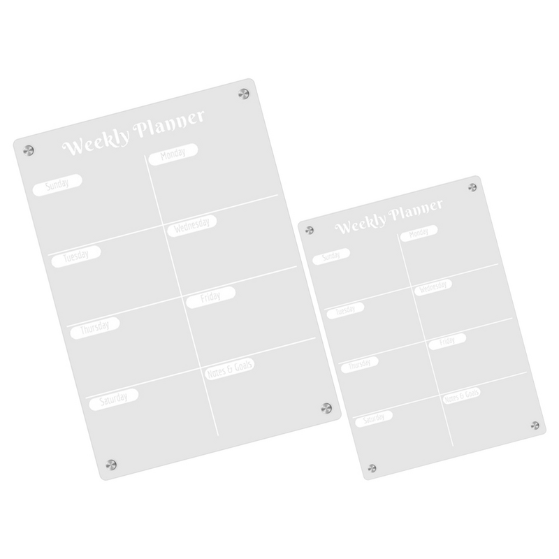 Tablero planificador semanal para refrigerador, tablones de planificación transparentes para nevera, acrílico, 2 piezas