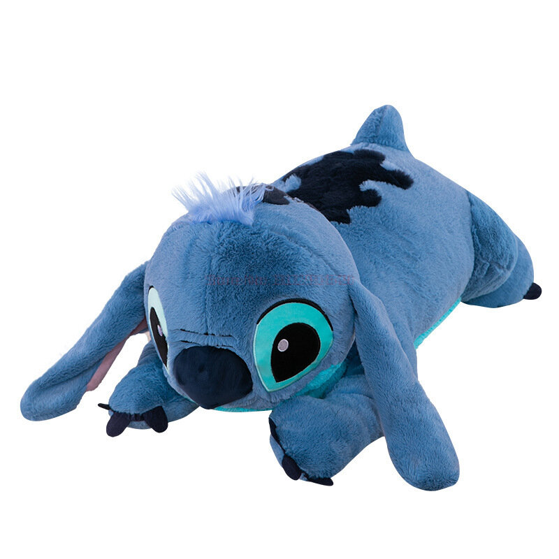 Disney 45/60/80cm Stitch Doll Plush Toys Lilo&Stitch Plush Stuffed Doll Soft Pillow Prone Posture Dark/Light Blue Cute Toy Gifts