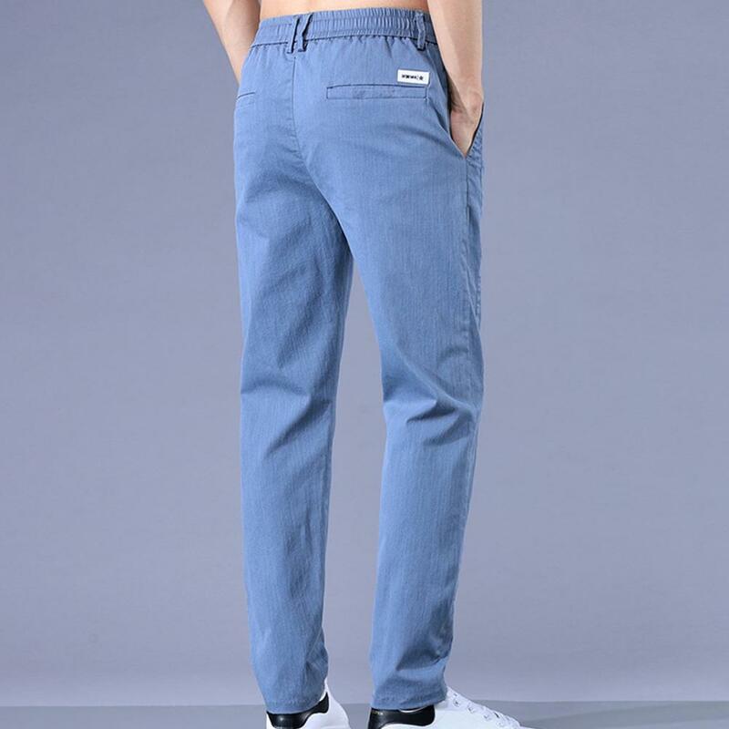 Męskie spodnie na co dzień oddychające Slim Fit męskie spodnie ze sznurkiem z elastyczne kieszenie w pasie miękkimi do kostek na co dzień dla mężczyzn