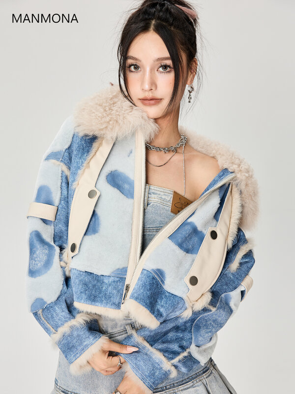 統合されたレトロな毛皮のコート,女性のための冬の短い毛皮のコート,新しい
