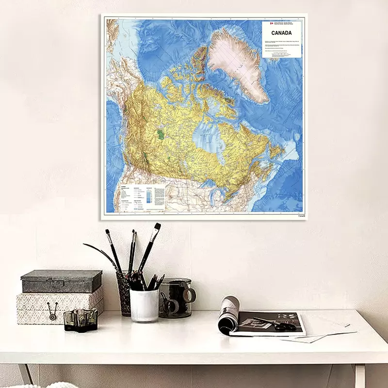 150*150cm 1983 kanada mapa polityczna włókniny płótnie malarstwo Retro ściana plakat salon Home Decor szkolne