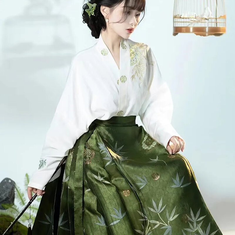 Original Hanfu Skirt Chinese Style Costume Mamianqun Ming Dynasty Weaving Gold Horse Face Skirt Chinese Dress Vest Skirt