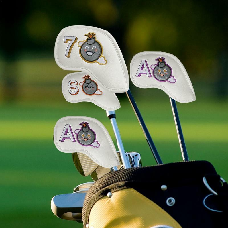 10 sztuk/zestaw golfowych żelaznych nakryć głowy PU haft wodoodporny ochraniacz golfa pokrowiec na główkę zestaw Golf Headcover okładki puttera golfowego