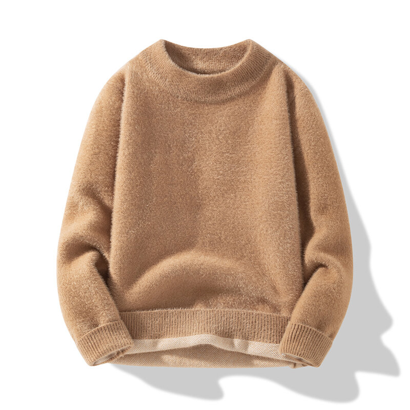 2023 einfarbige Pullover Pullover Strickwaren Herren Herbst Winter Slim Fit Mode vielseitige untere Pullover verdickt oben