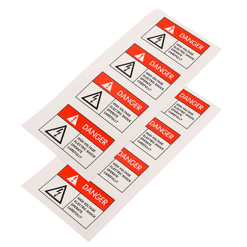 8 Pcs Anti-electric Shock Label Tag High Voltage Sign Danger for Caution Anti-shock Warning Pet Film Shocks Labels