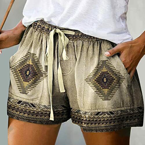 Shorts soltos com estampa retrô feminina, cor sólida casual, shorts minimalistas de verão, roupa externa, impresso em 3D