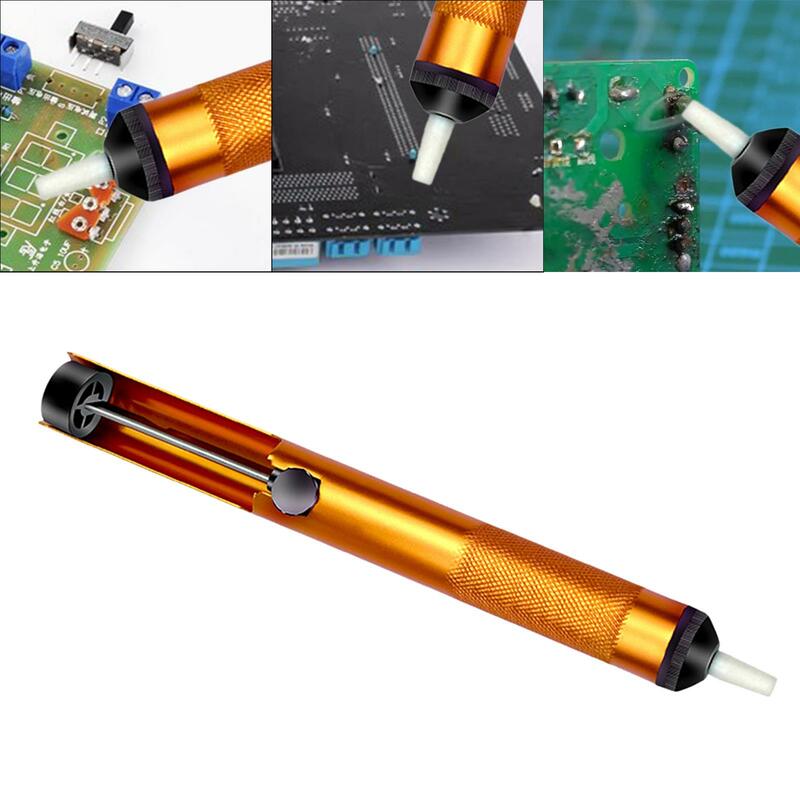 Pompa solder Manual, alat penghilang solder paduan aluminium pegangan Anti Slip ringan nozel tahan panas 18,6X2cm