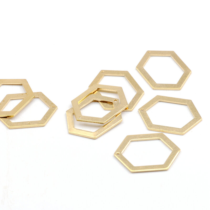 Jimat geometri kuningan, temuan aksesoris untuk Diy anting kalung gelang pembuatan perhiasan, 26.5x19.5mm-RB1384
