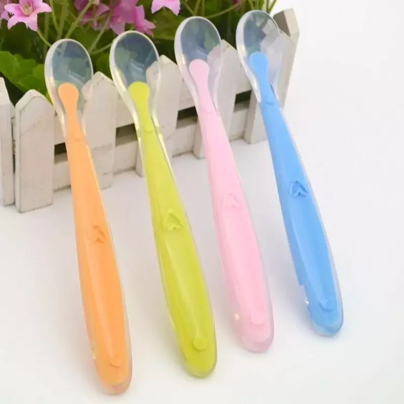 Baby Soft Safety Spoon Bowl Container Silicone Spoons Tableware for Child Infant Solid Feeding Flatware Toddler Care Feeder