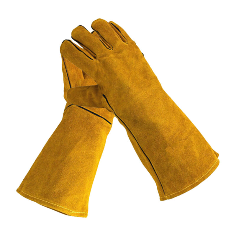 1 paio di guanti da lavoro per saldatura ignifughi in pelle bovina protezione per saldatura in metallo resistente al calore stufa a legna ignifuga antitaglio