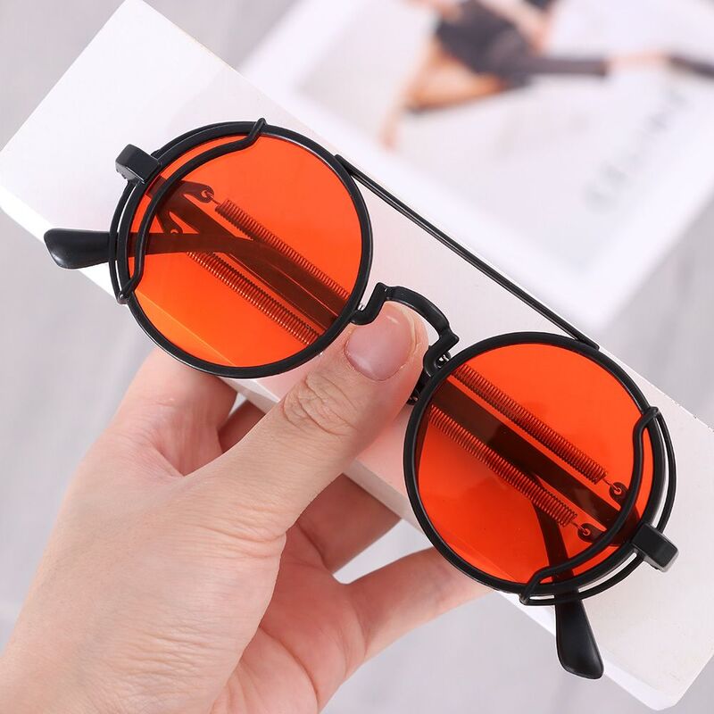고딕 스타일 더블 용수철 안경, UV400 보호 스팀펑크 선글라스, 남성용 안경, 라운드 선글라스