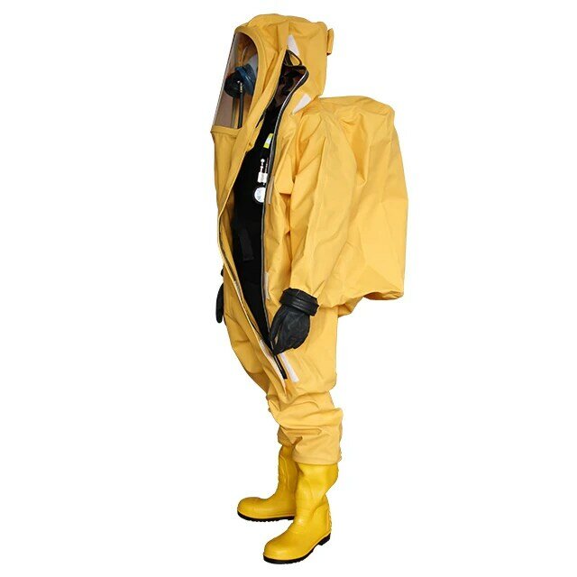 بدلة واقية كيميائية مطاطية ، لون أصفر ، بدلة عمل لرجال الإطفاء