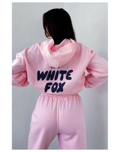Women's WHITE FOX two-piece hooded sportswear set, hooded sweatshirt, sports pants, jogging pants, printed letters, spring 2024