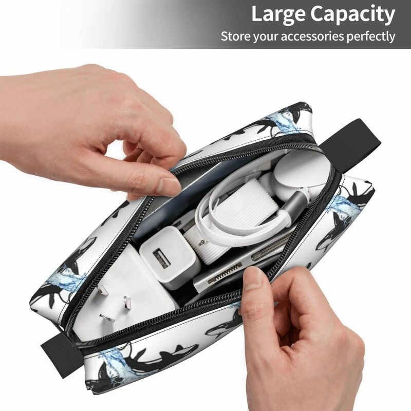 Orca Whale Makeup Bag Cosmetic Organizer Storage Dopp Kit Toiletry Cosmetic Bag for Women Beauty Travel Pencil Case