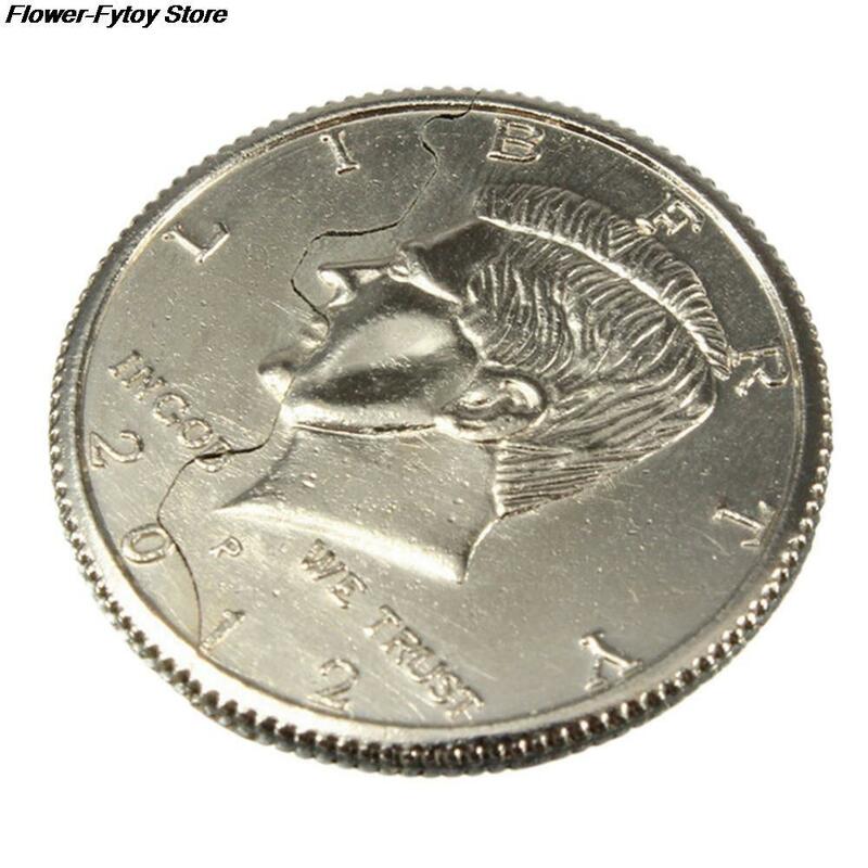 Half Dollar illusion Coin Mordida, Close-Up Street Trick, Restaurado, Magia, Top Venda