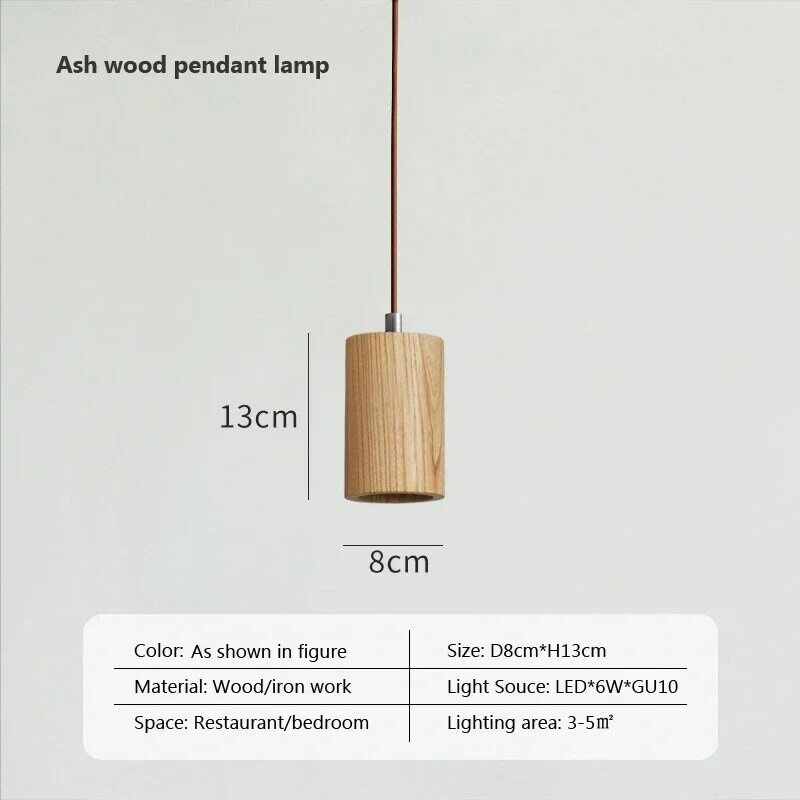 Lâmpada pendente de madeira nórdica, luz Matchstick, luz criativa, bar, salão, restaurante, casa, lâmpada de madeira maciça moderna