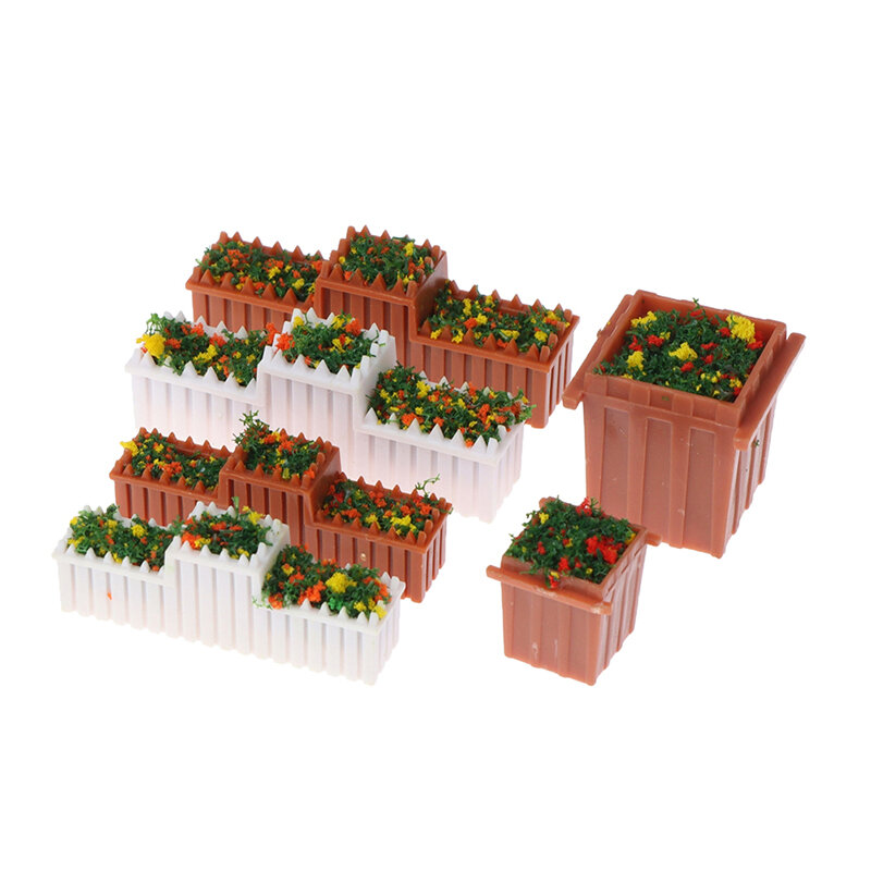 1 Set 1:12 Miniatur Rumah Boneka Bunga Taman Tempat Tidur Ornamen Mini Pot Tanaman Bunga Pot