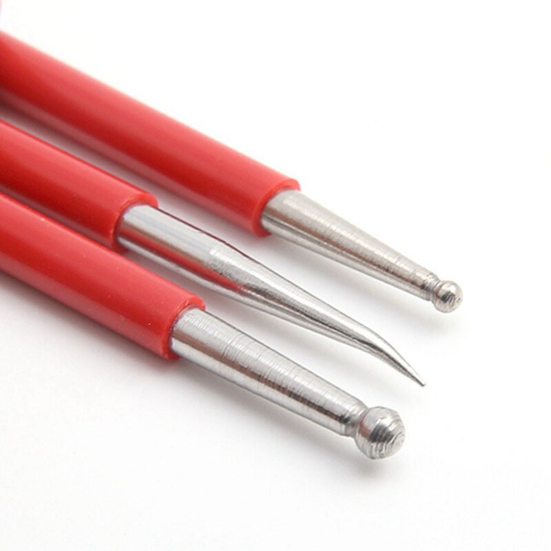 3Pcs DIY Handmade Leather Carving Tools DIY Hand-Made Leather Sculpture Red&Silver