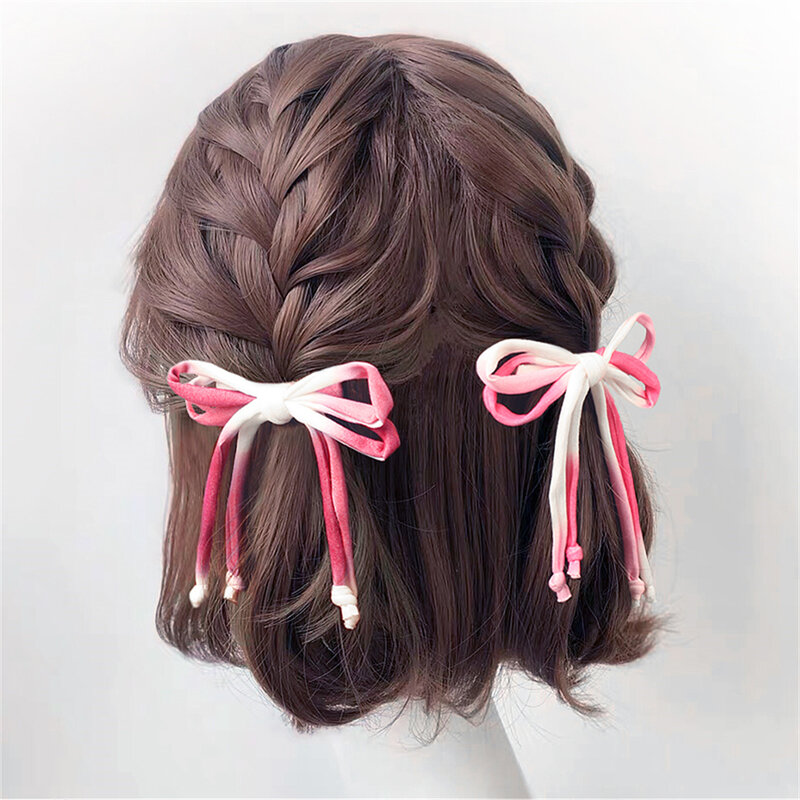 2pcs Baby Hairpin Children Ribbon Bowknot Tassels Hairband Cotton Cute Band Babyclip Hair Accessories For Girls Headwear