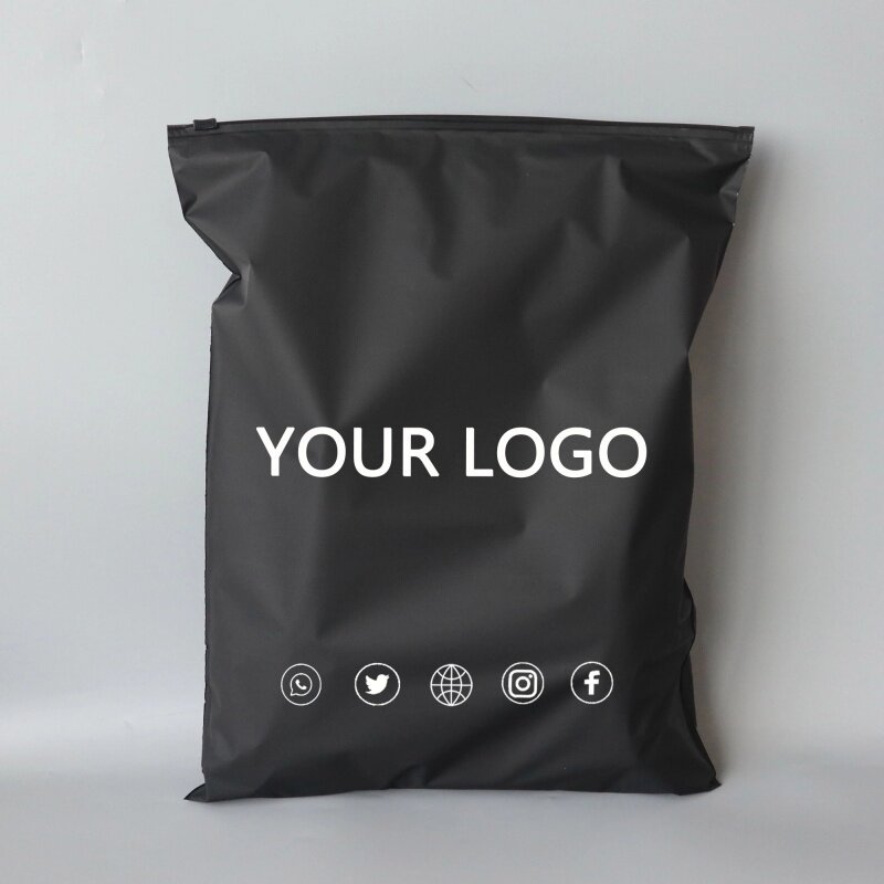 Kustom productgrosir kustom kemasan cetak Logo diri penyegelan kemeja baju Zip Lock Ziplock plastik ritsleting Frost