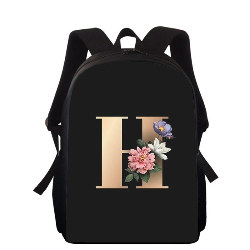 개성 예술 편지 꽃 어린이 백팩, 15 인치 3D 인쇄 어린이 학교 가방, 소년 소녀 백팩, 학생 학교 책 가방
