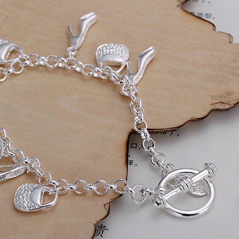 Nuovo regalo di moda per le donne ragazza bella alta qualità colore argento gioielli braccialetti con ciondoli prezzo di fabbrica spedizione gratuita