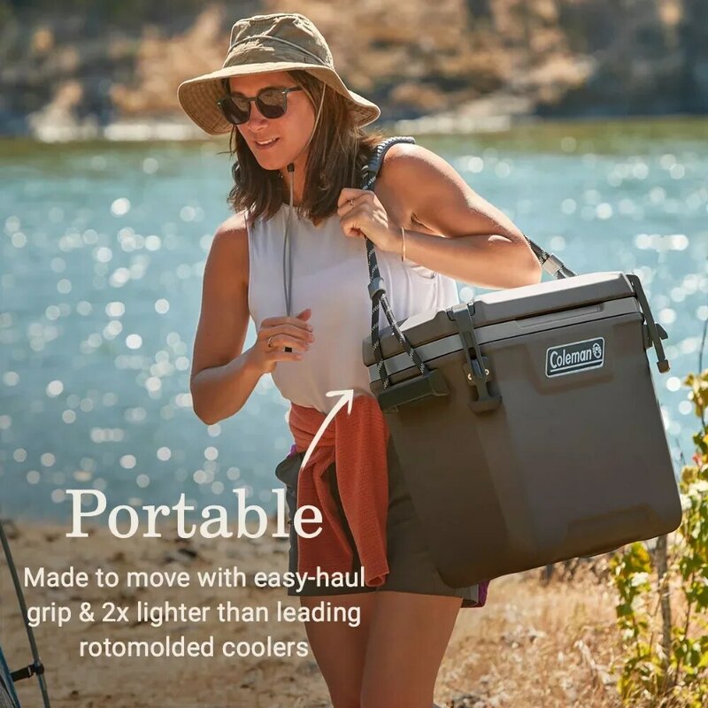 Portable Hard Cooler Brown Walnut Color 28 Quart Ice Box Camping High Performance Ice Chest Freight Free Coolers Beach Outdoor