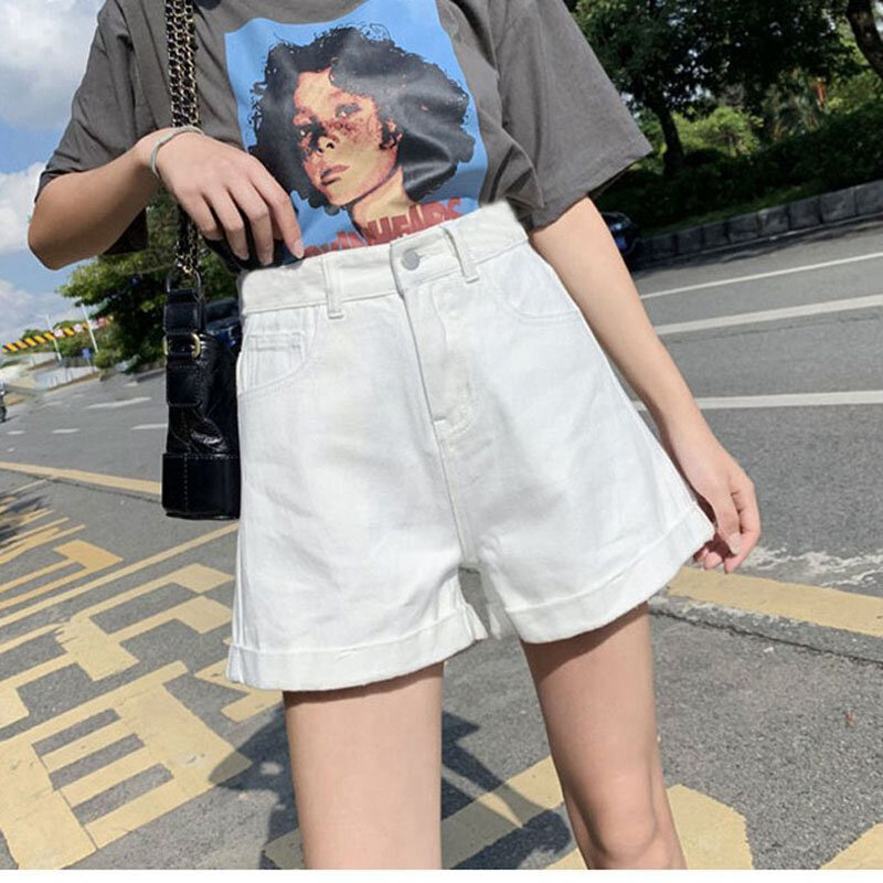 Celana Jeans pinggang tinggi melengkung, CELANA Jin ramping serbaguna longgar edisi Korea Musim Panas 2024