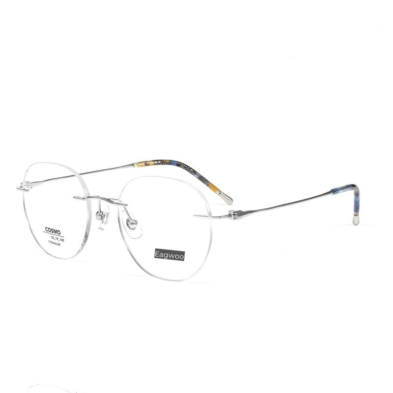 Gafas de titanio puro para mujer, montura óptica sin montura, gafas graduadas, gafas sin marco, gafas de nariz grande, adecuadas