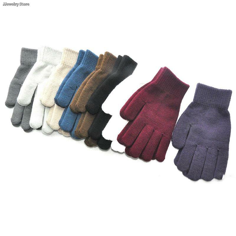 Frauen Männer Herbst verdickt einfarbig Voll finger Fäustlinge Hand wärmer Handschuhe Paar Fahrrad handschuhe Winter gestrickte Plüsch handschuhe
