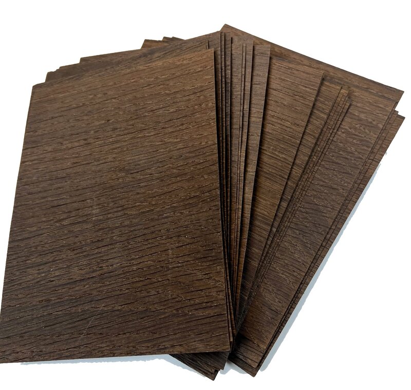Hojas de chapa fina de roble ahumado Natural, chips de madera oscura, grosor: 160-120mm, 0,3x0,5mm, 20 unidades por lote