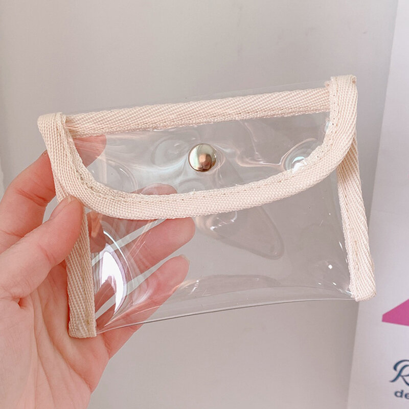 Pequena bolsa transparente de PVC para mulheres, mini bolsas femininas claras, chave para meninas, batom, fone de ouvido, bolsas de armazenamento de moedas