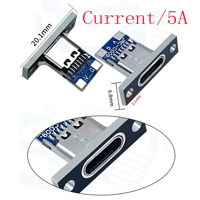 1-10 Buah soket USB 3.1 Tipe C dengan sekrup memperbaiki plat tipe-c USB Jack 3.1 tipe-c 2Pin 4Pin 5Pin 6Pin Female Jack konektor
