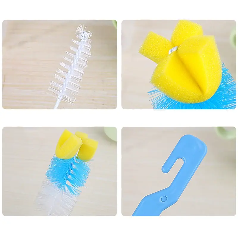 2Pcs/set Baby Milk Bottle Cup 360 Degree Sponge Cleaner + Pacifier Brush 360° Cleaning Tool Scrubber Cleaning Brush
